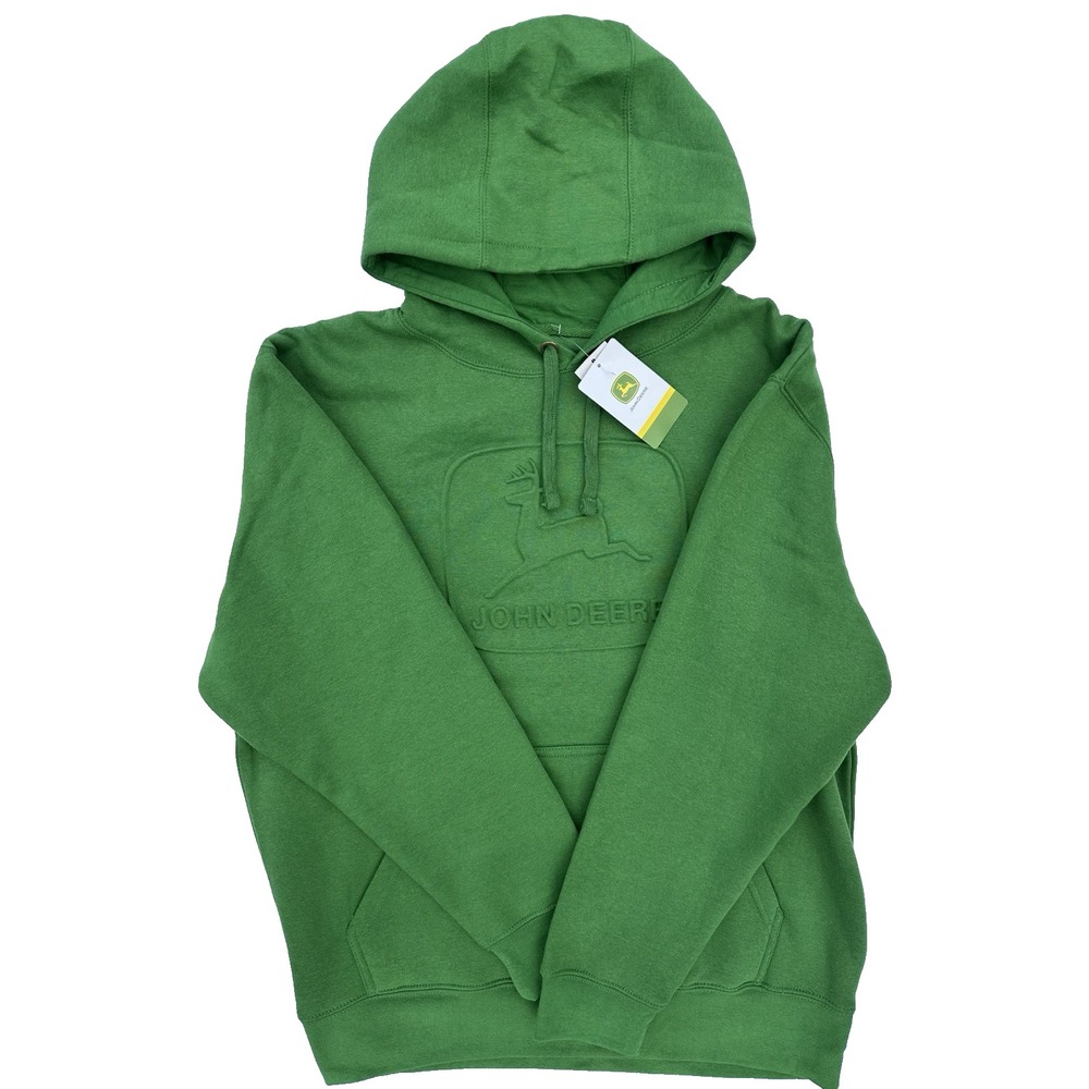 JOHN DEER Mens Vintage Embroidered Hoodie Sweatshirt Size Large L